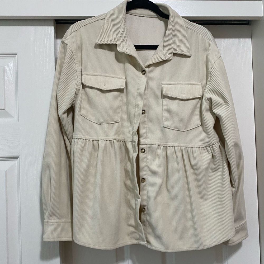 Shacket- peplum corduroy